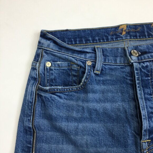 7 FOR ALL MANKIND Button Fly Josefina Raw Step Hem Zip Detail High Waist Jeans - Picture 5 of 12